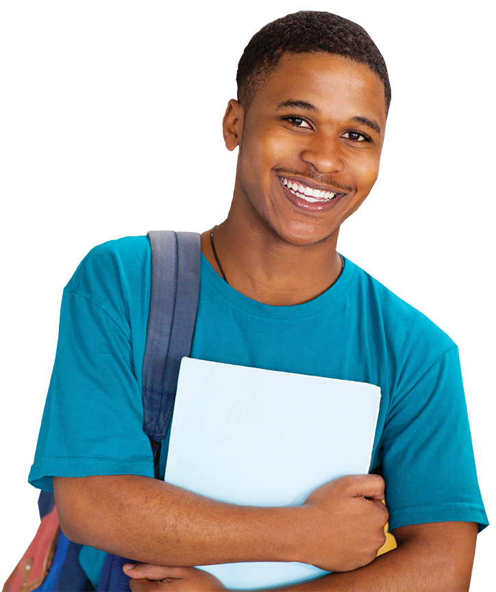 Student holding books